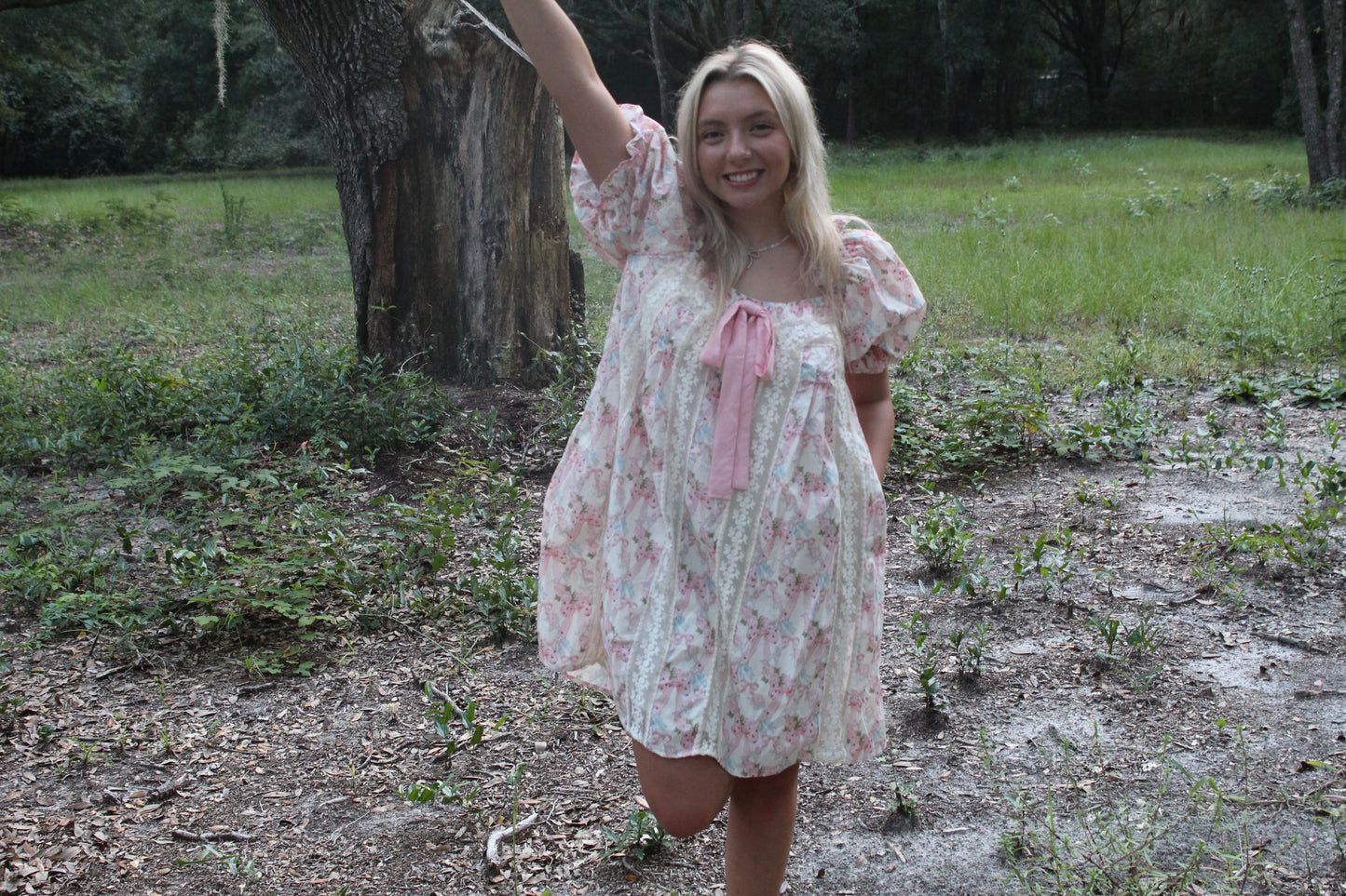 Pretty Pink Bow Mini Dress