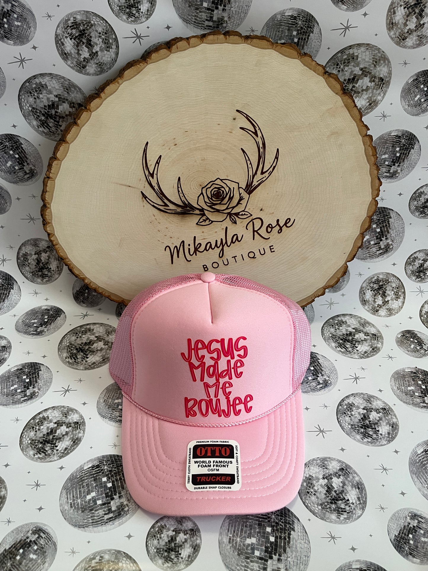 Jesus Made Me Boujee Pink Trucker Hat