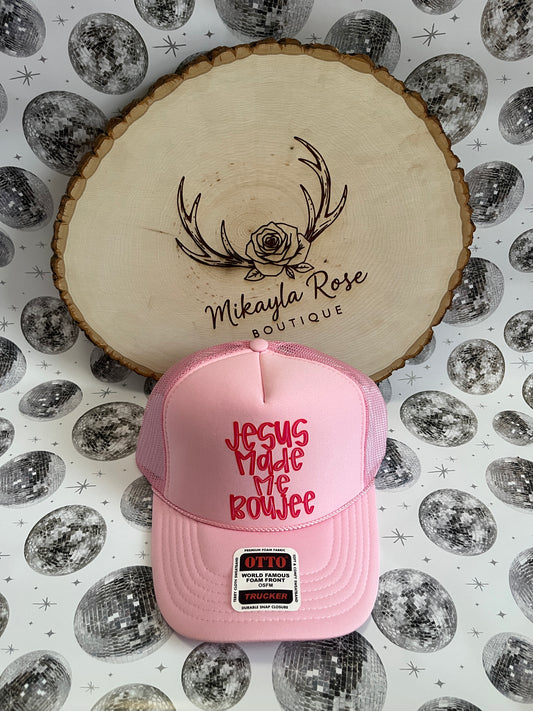 Jesus Made Me Boujee Pink Trucker Hat