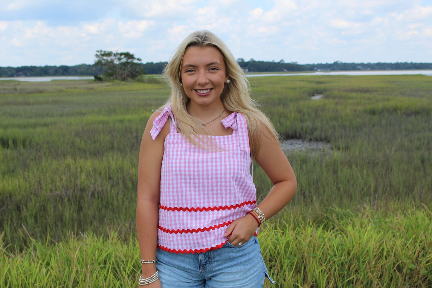 Pink Gingham Tank