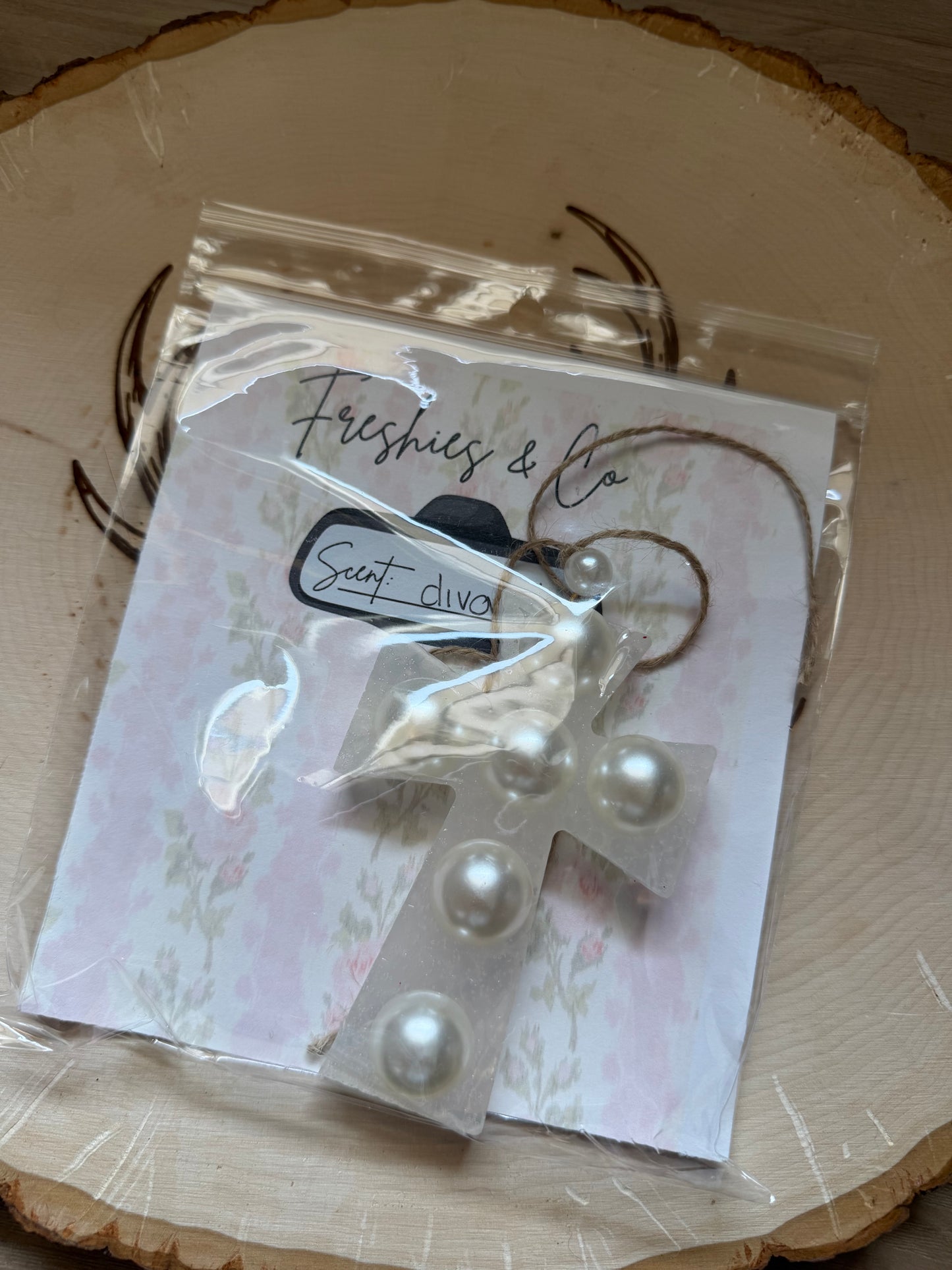 Diva Pearled Cross Freshie