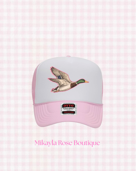 Preorder! Backwater Mallard Pink and White Trucker Hat