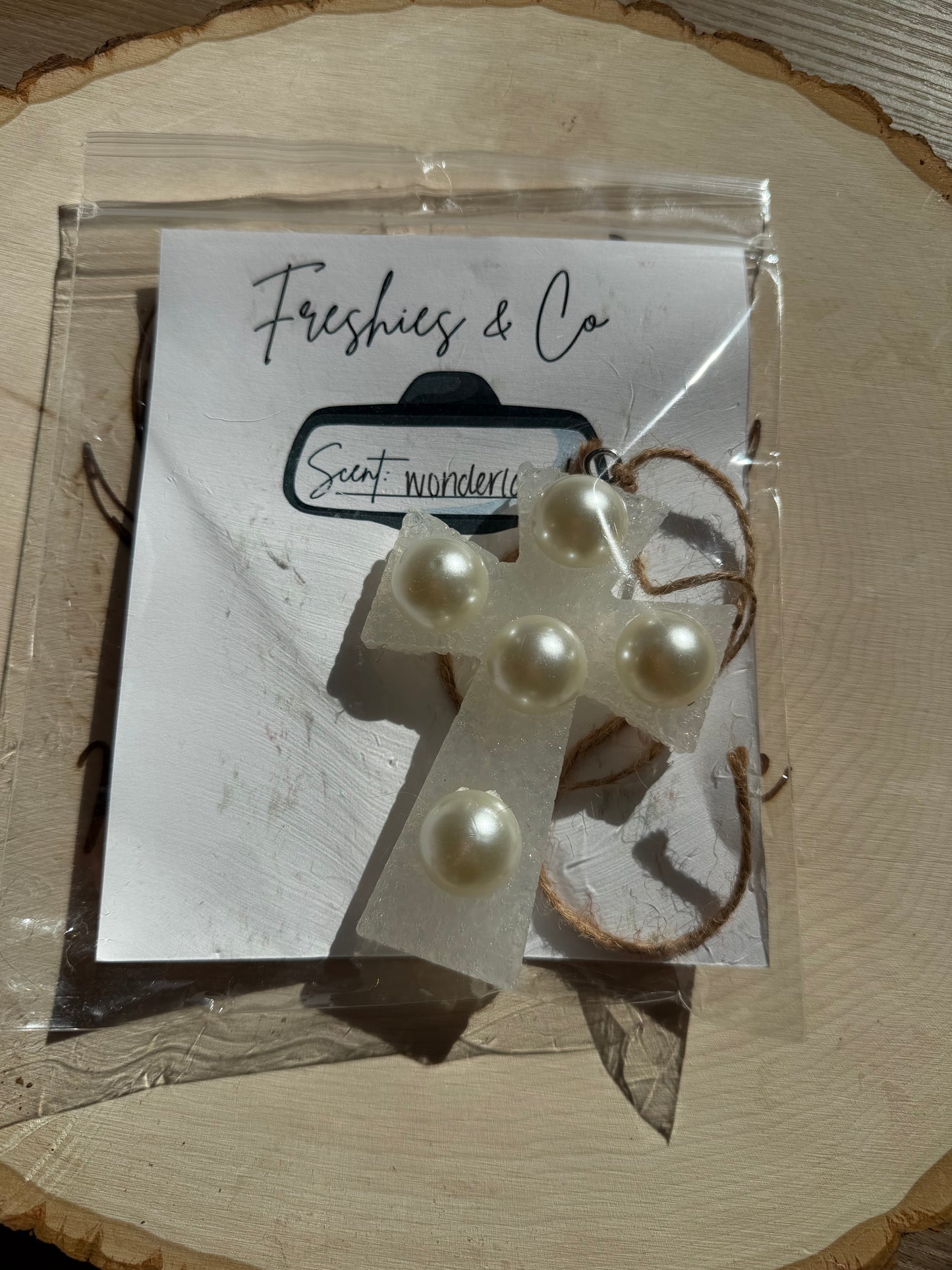 Wonderland Pearled Cross Freshie