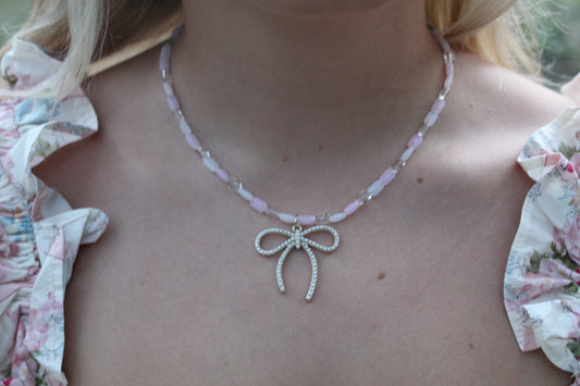 Pearl Bow Charm Necklace
