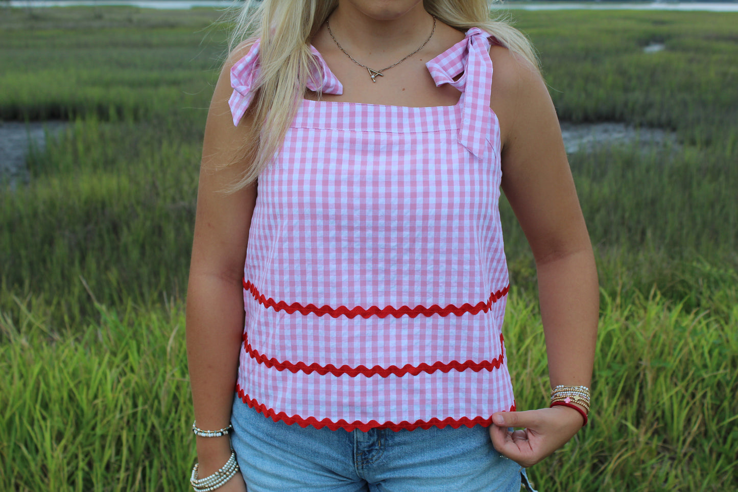 Pink Gingham Tank