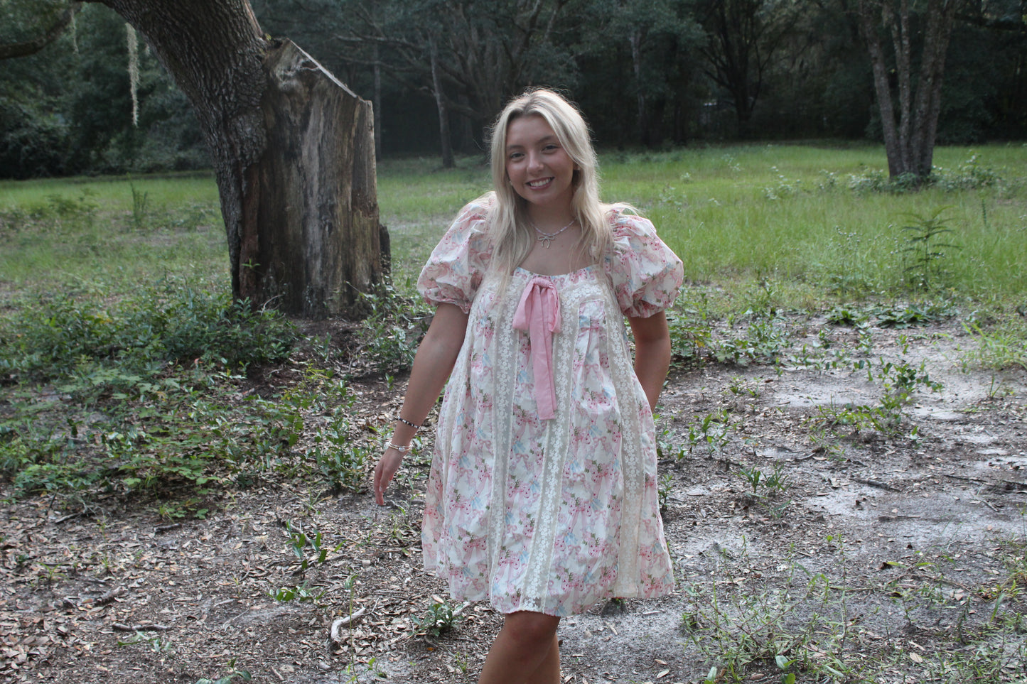 Pretty Pink Bow Mini Dress