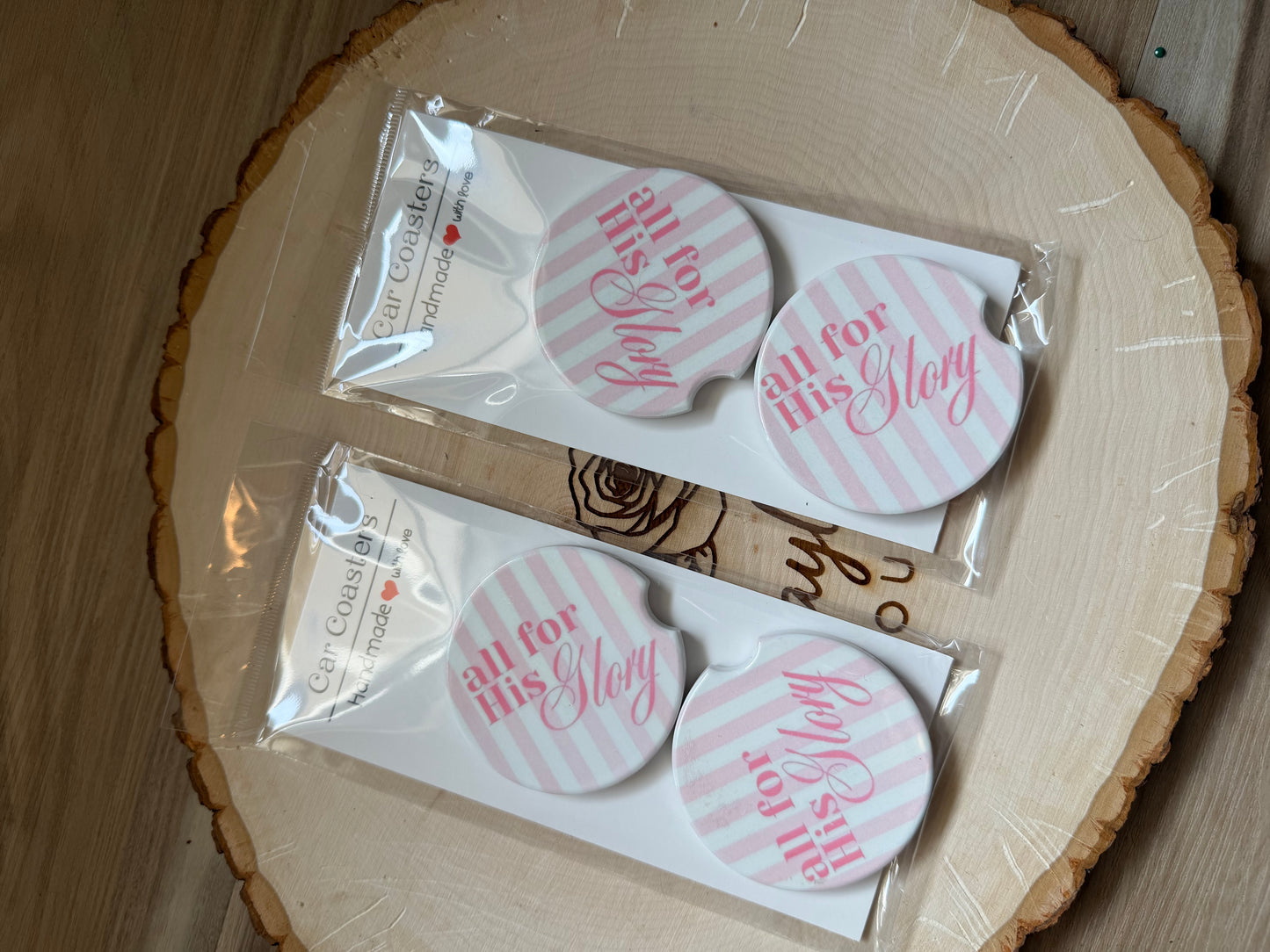 All For His Glory Car Coasters