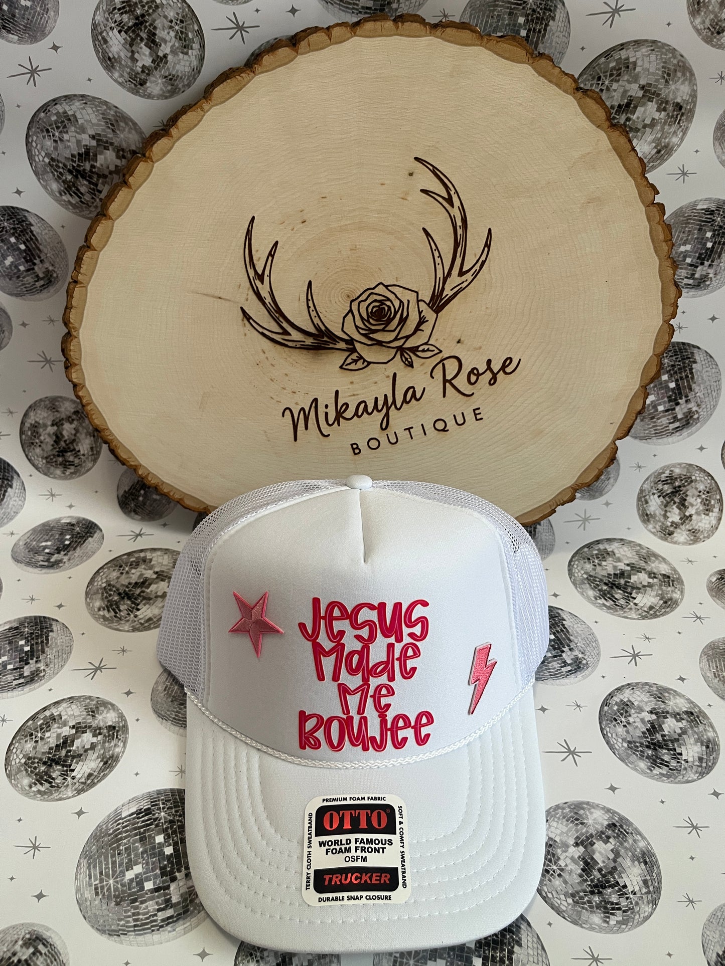 Jesus Made Me Boujee White Trucker Hat