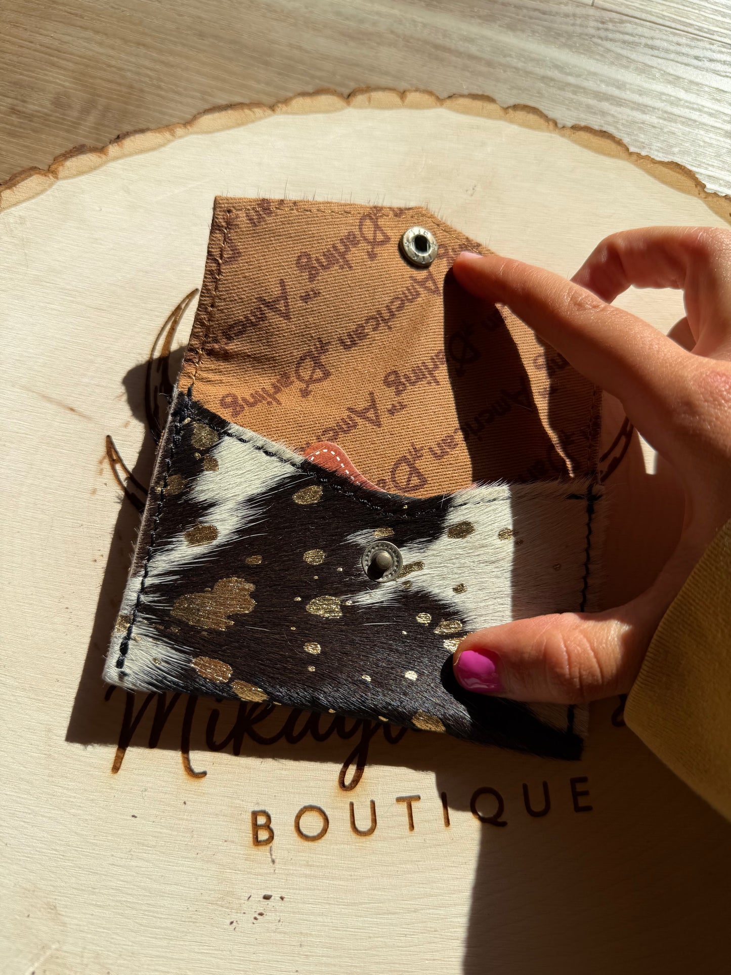 Black and Gold Cowhide Cardholder