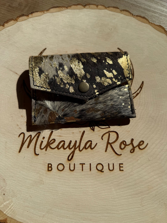 Grey and Gold Cowhide Cardholder