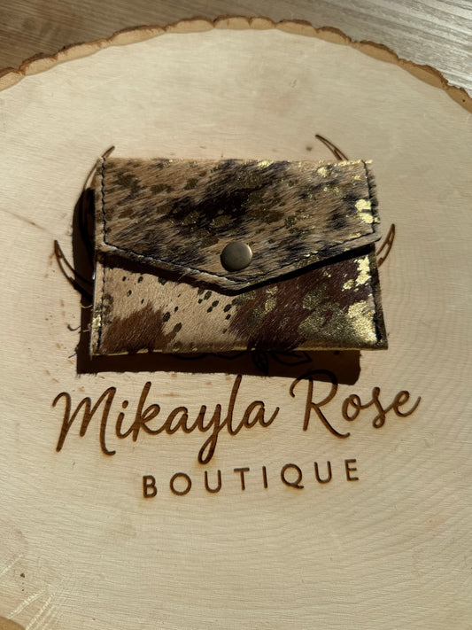 Brown and Gold Cowhide Cardholder